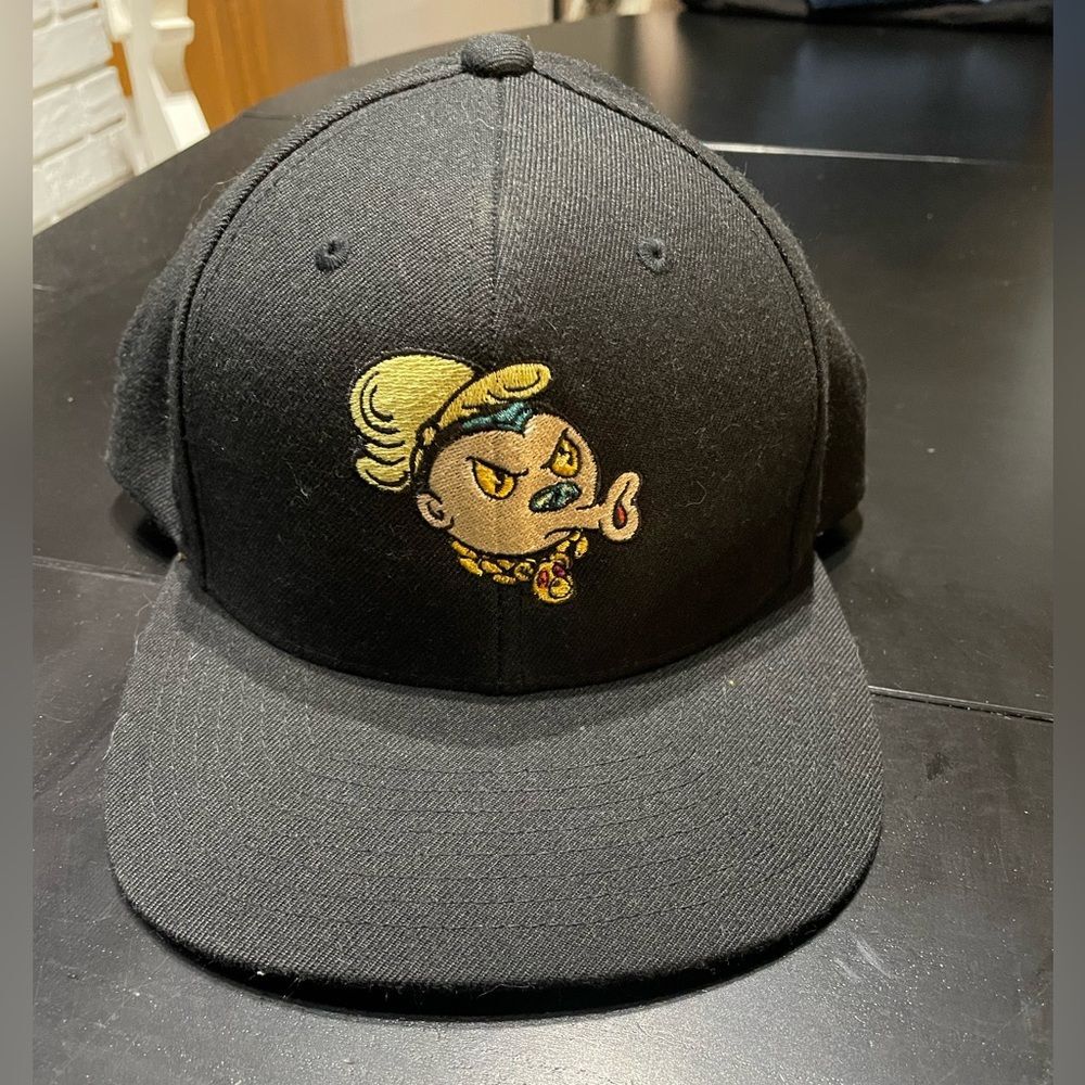 Black baseball hat cap embroidered cartoon logo 102.2 the Juice trendy limited